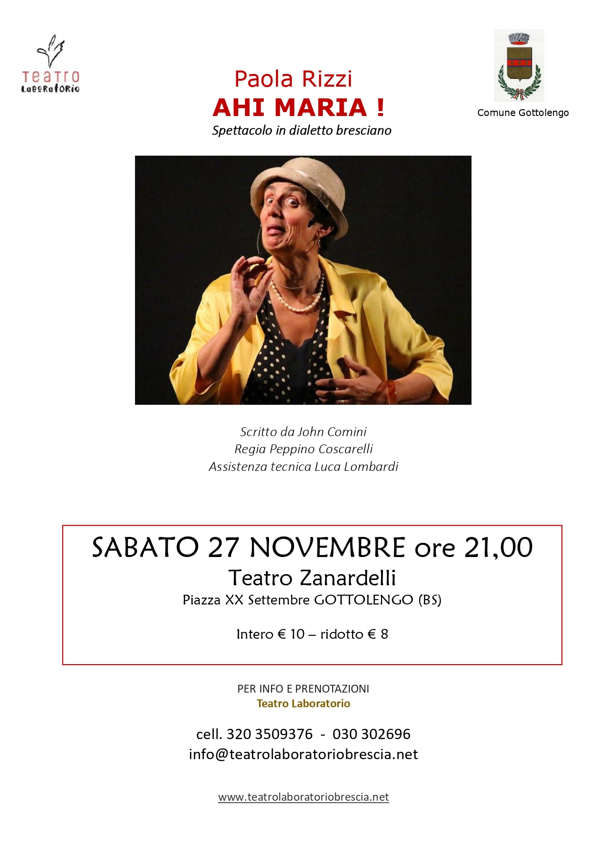 SPETTACOLO "AHI MARIA!" sabato 27 novembre 2021 ore 21.00